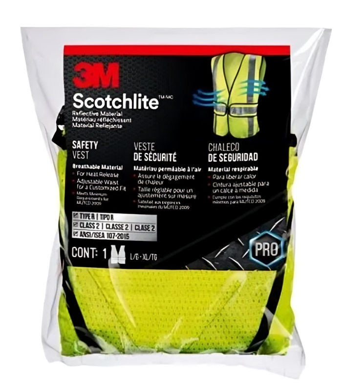 3M™ Reflective Construction Safety Vest with 5 Point Tear Away, Class 2